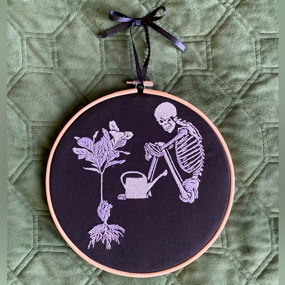 Skeleton Houseplant Embroidery Decor